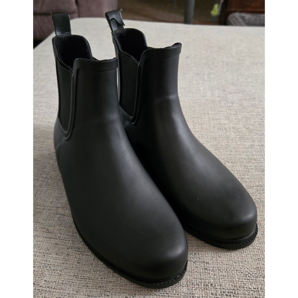 J.Crew Matte Black Rubber Chelsea Rain Boots Womens Size 9 Ankle Booties